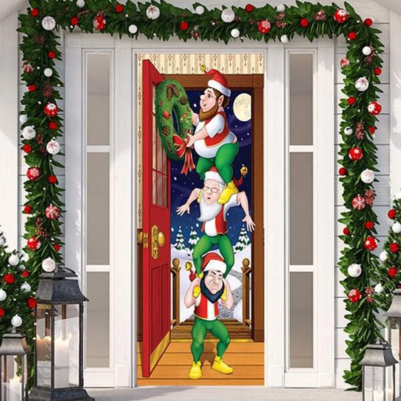 2024 Décoration de porte d'entrée de Noël